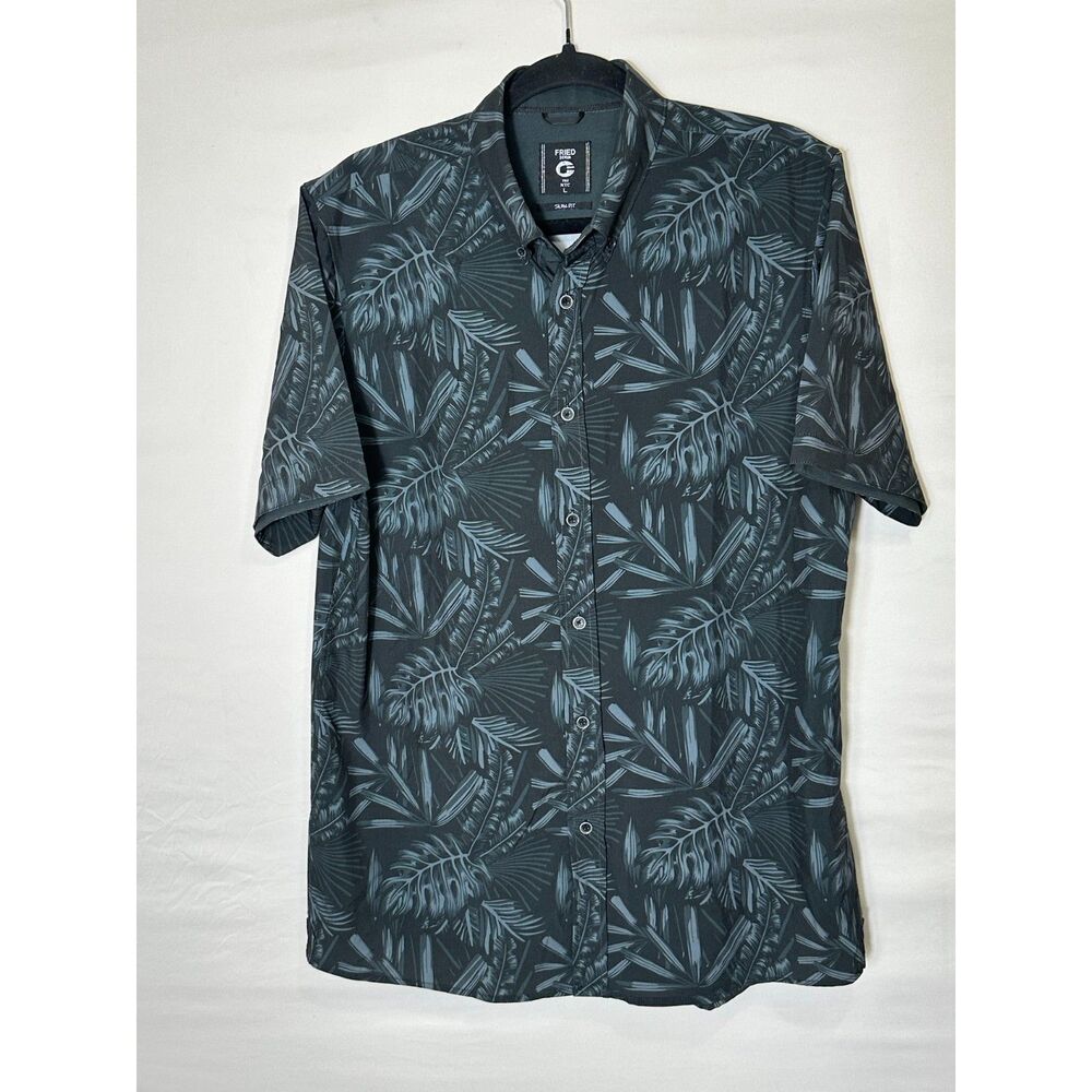 G Fried Denim Men's Hawaiian Tropical Aloha Button Down Shirt Slim Fit Size L